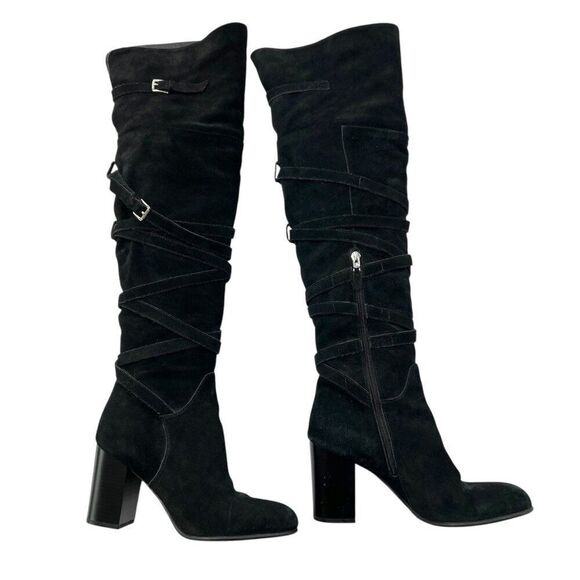 Sam Edelman Women's Sable Over-The-Knee Suede Heeled Boots Black Size 9 - Picture 1 of 11